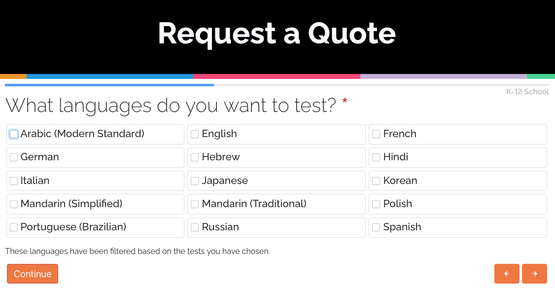 Request a Quote form
