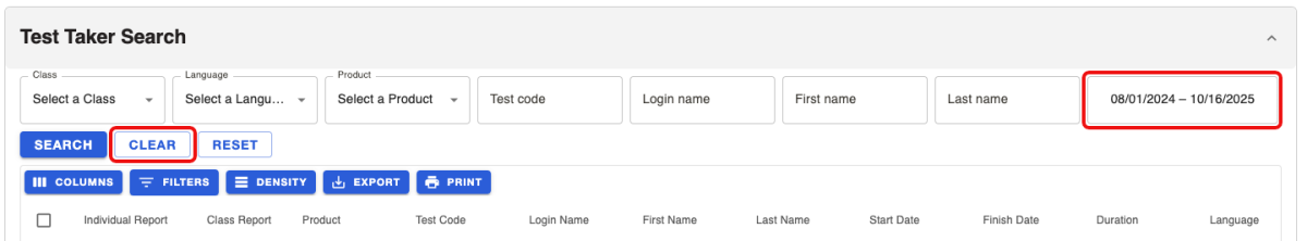 Search Date Range