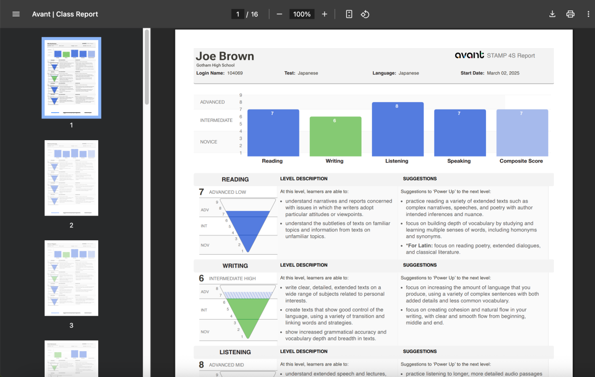 STAMP Report PDF with multiple individual reports.