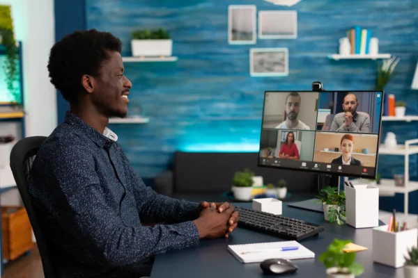man getting community support online doing teacher development.
